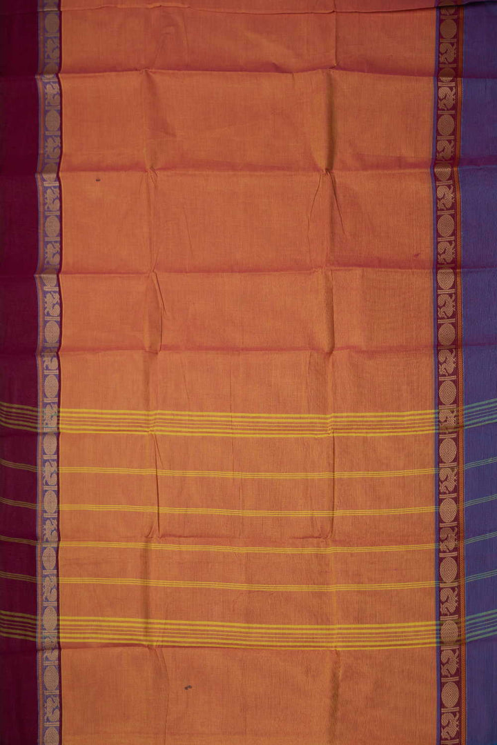 Dual Shaded Orange Kanchipuram Cotton saree