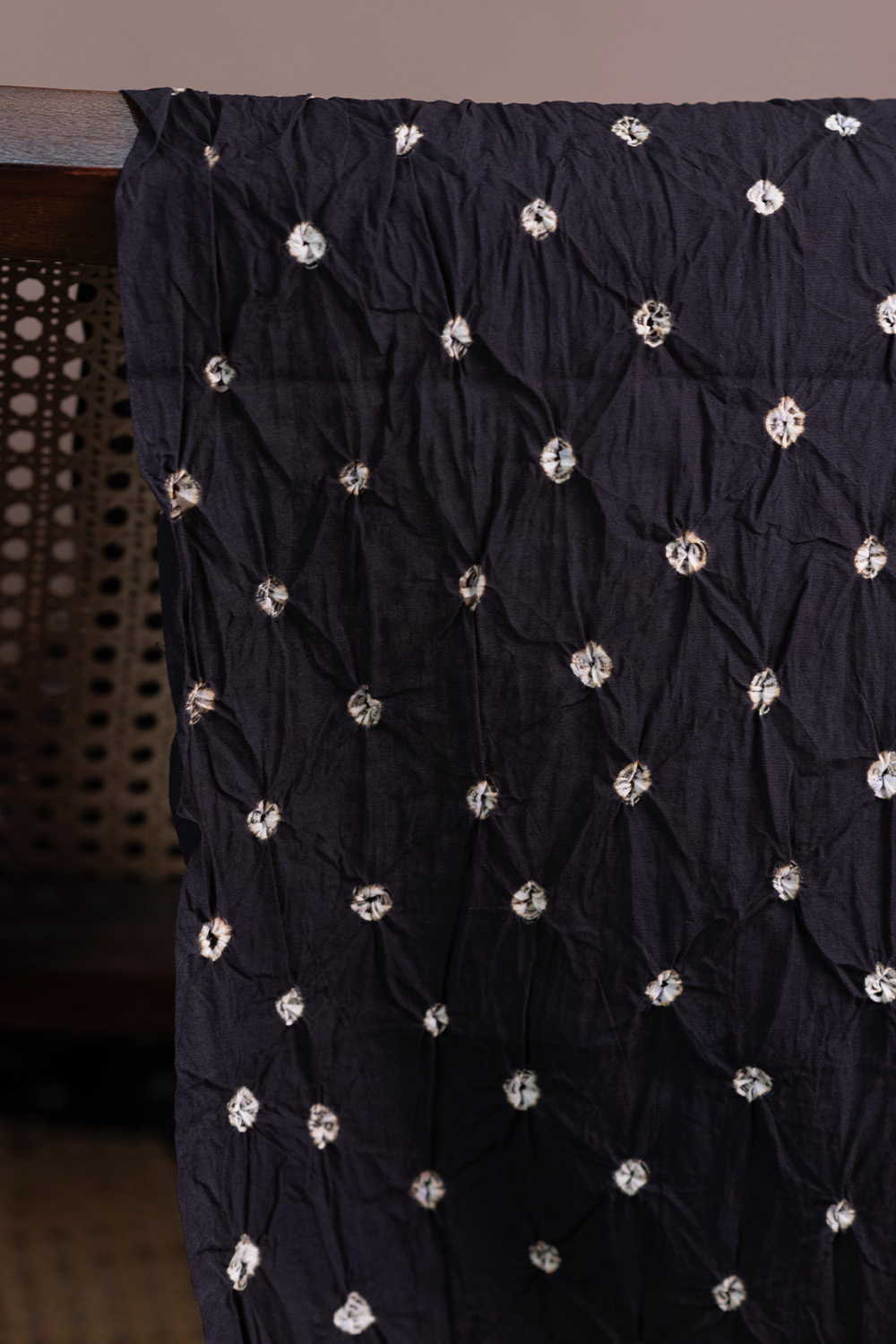 Black Bandhani Cotton Fabric