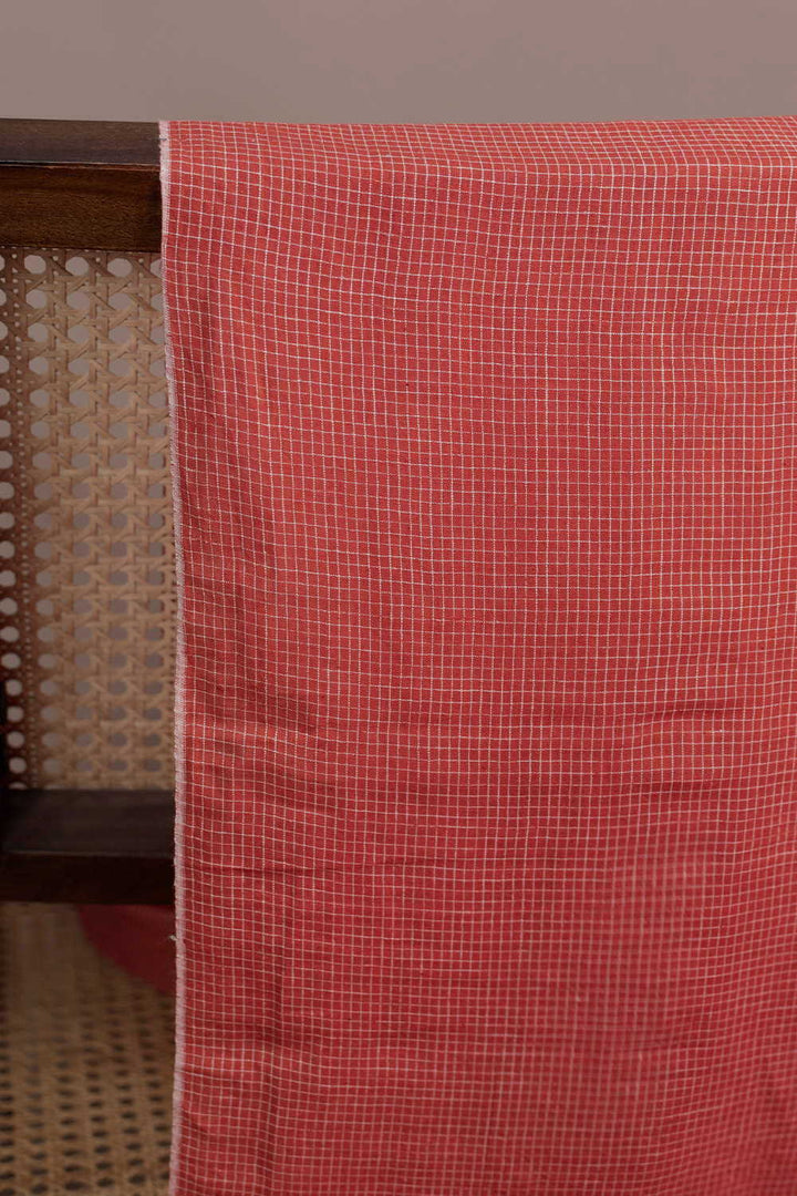 Salmon Shades of Orange Handwoven Cotton Fabric