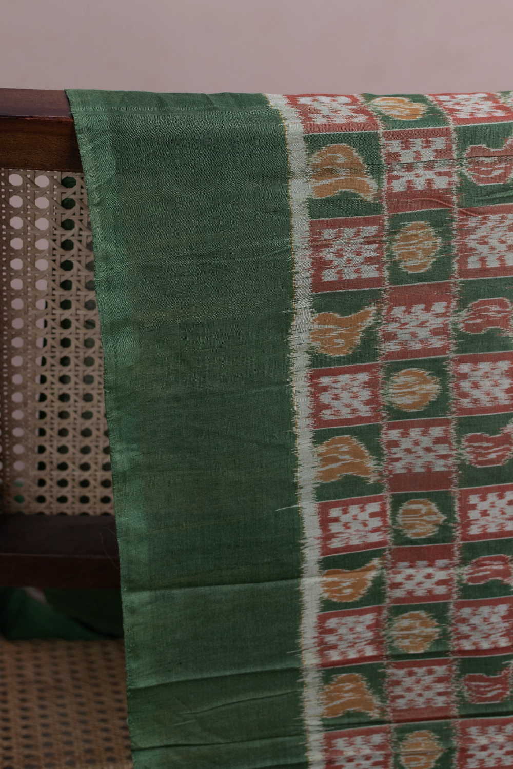 Earthy Checks Orissa Ikat Cotton Fabric