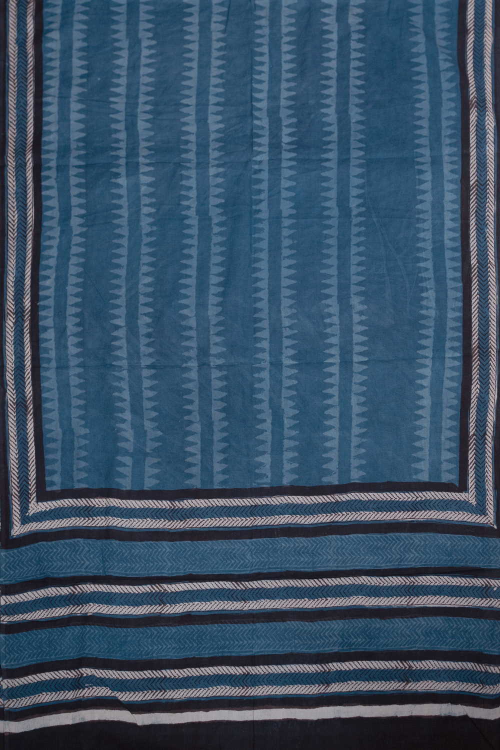 Indigo Block Printed Mul Cotton Dupatta