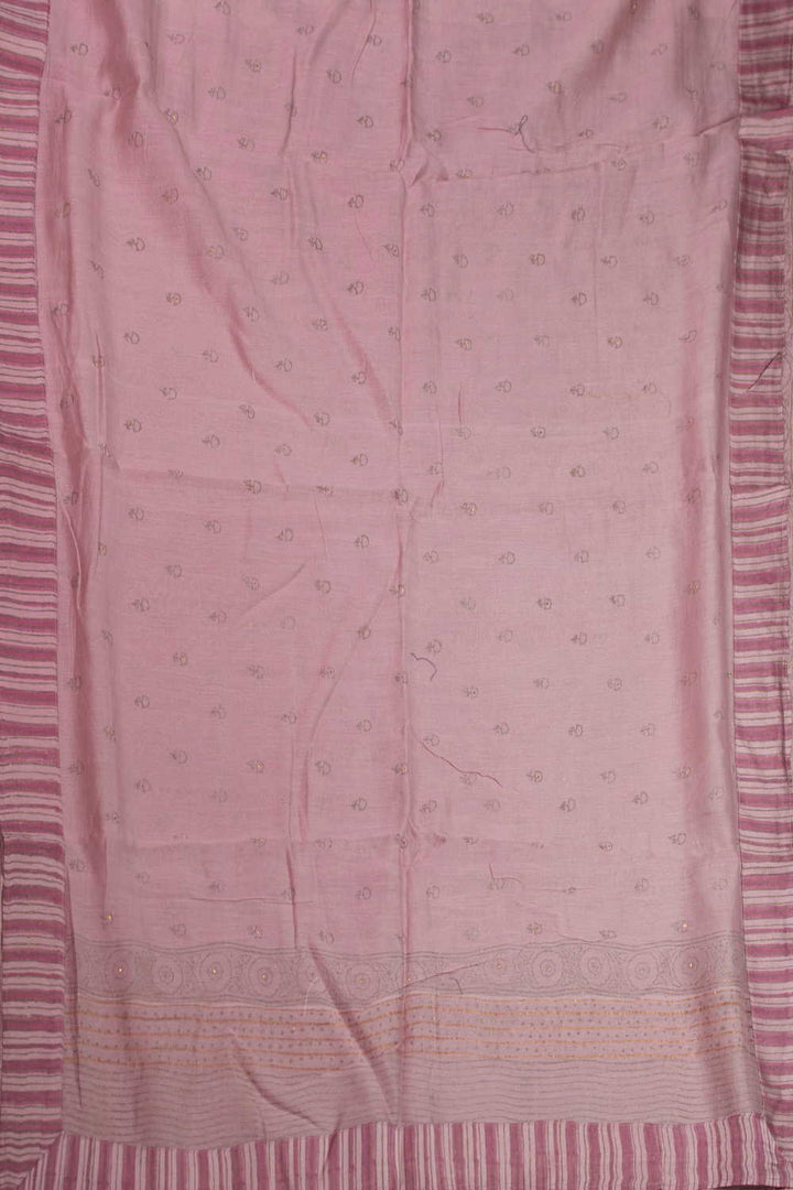 Soft Pink Block Printed Chanderi Dupatta