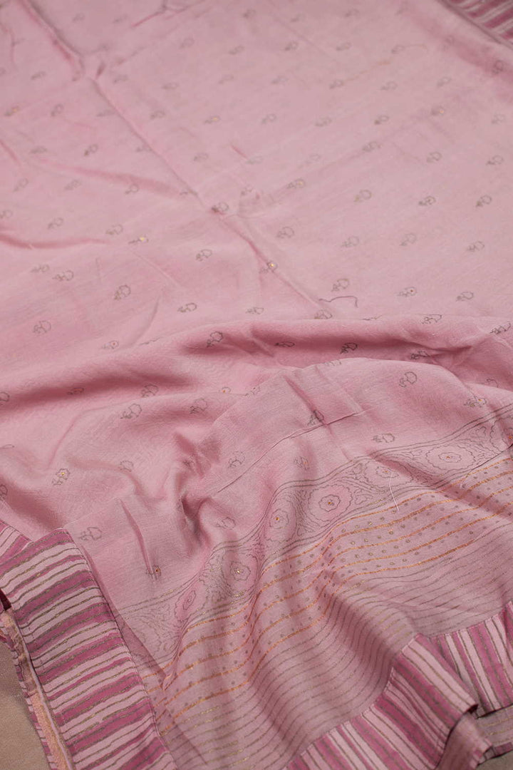 Soft Pink Block Printed Chanderi Dupatta