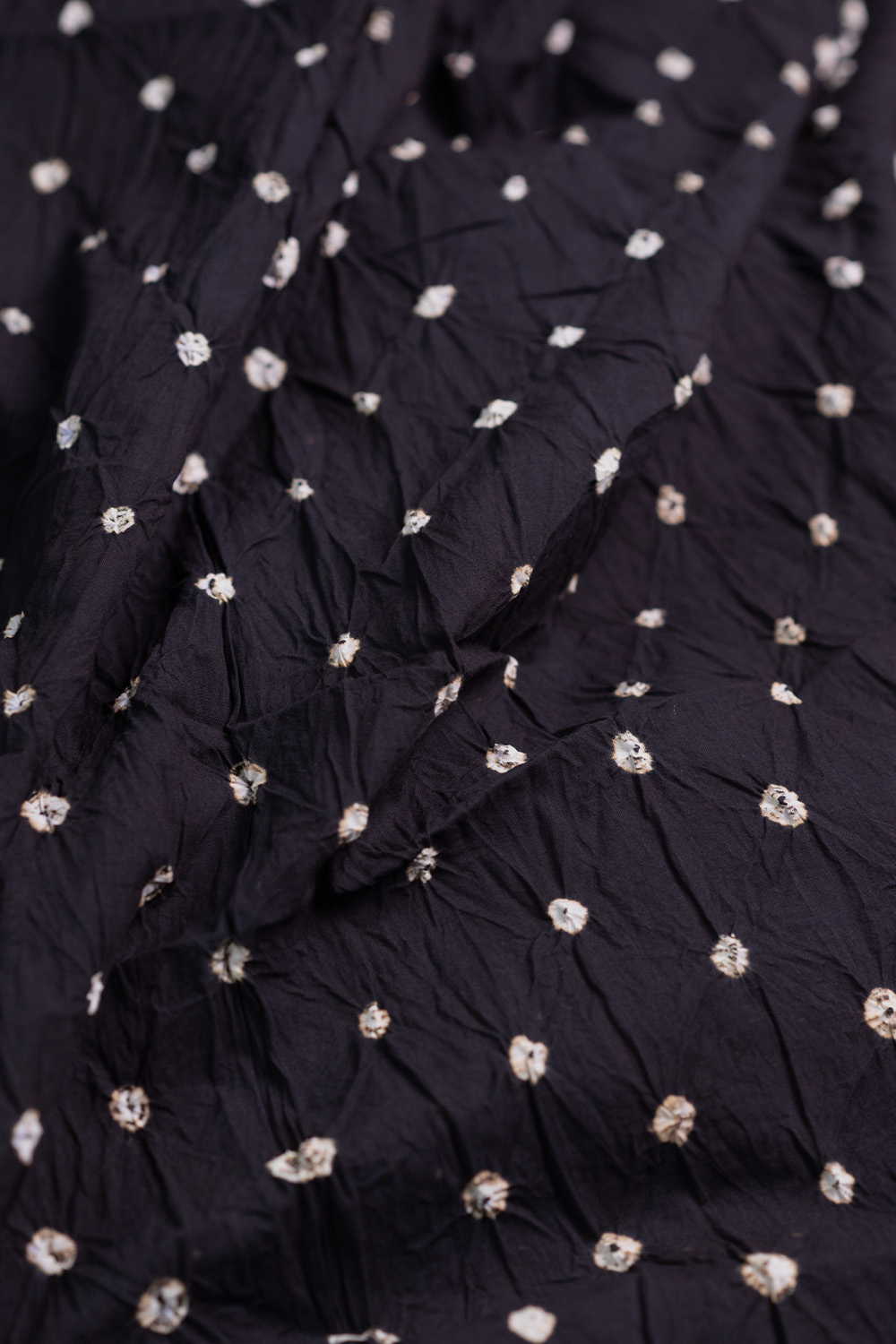 Black Bandhani Cotton Fabric
