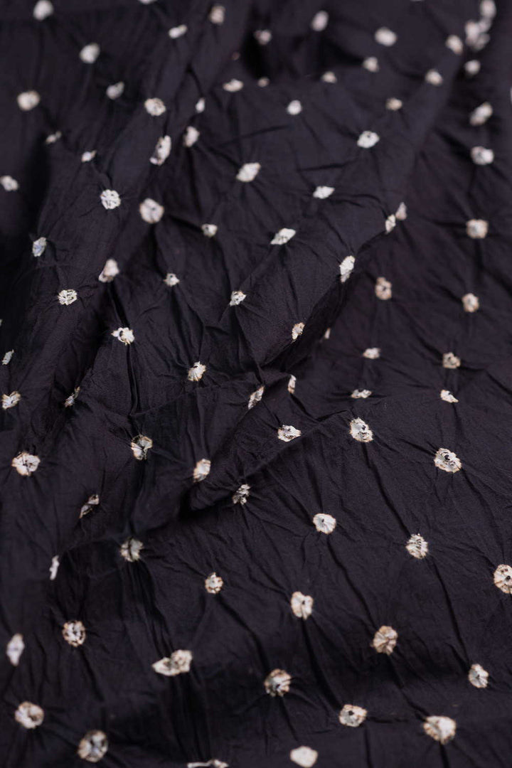 Black Bandhani Cotton Fabric