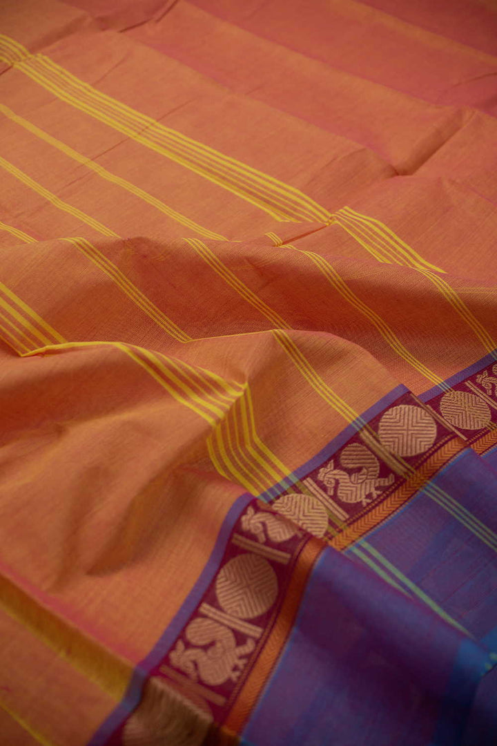 Dual Shaded Orange Kanchipuram Cotton saree