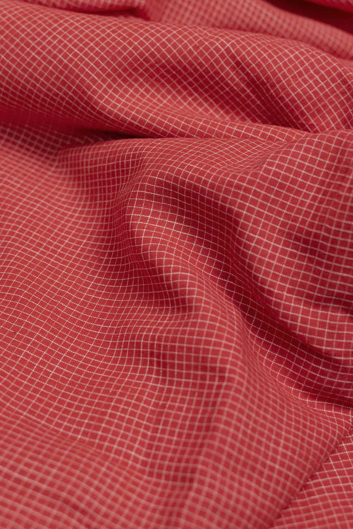 Checks Pattern Handwoven Cotton Fabric - 1m