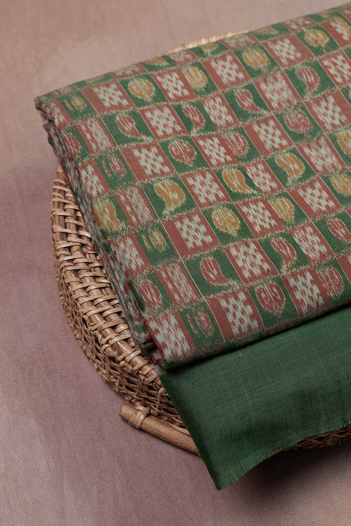 Earthy Checks Orissa Ikat Cotton Fabric