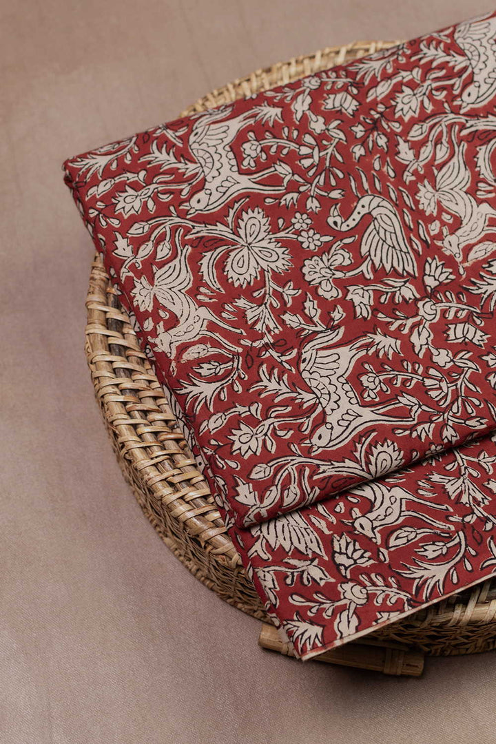 Vintage Bird Garden Bagru Cotton Fabric