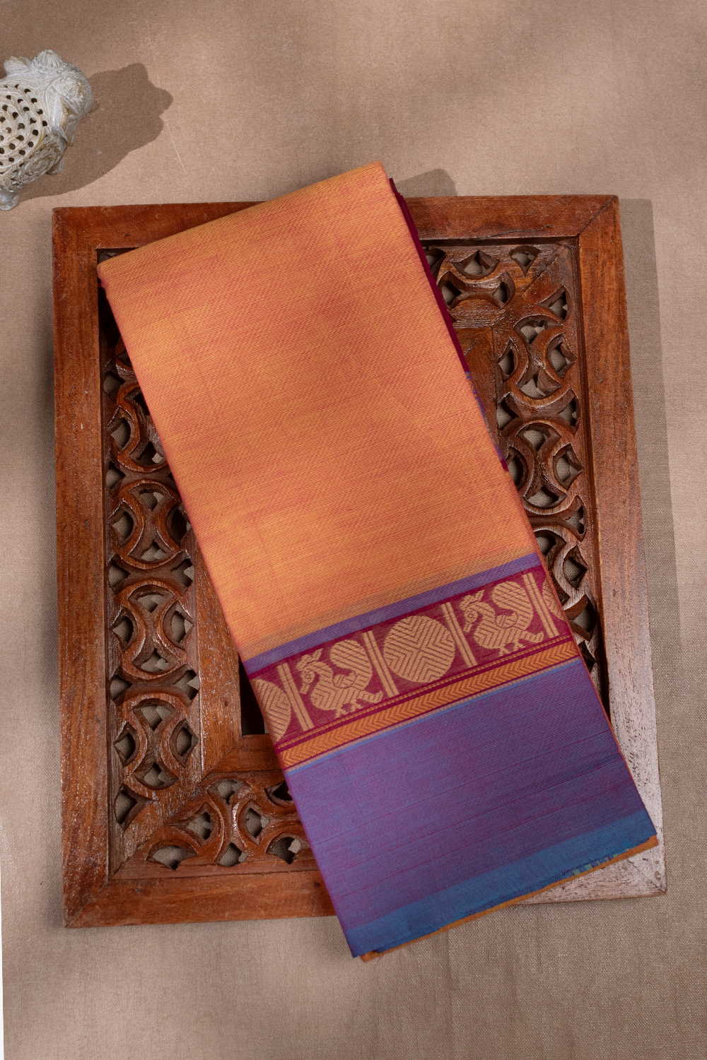 Dual Shaded Orange Kanchipuram Cotton saree