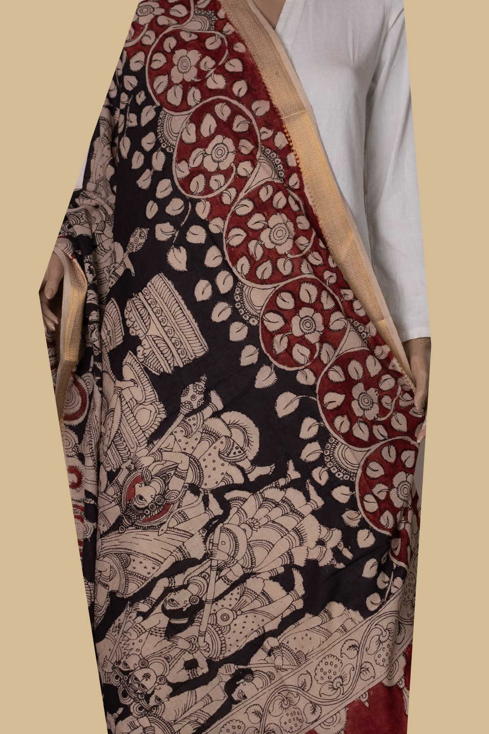 Painted Kalamkari Dupatta - Matkatus