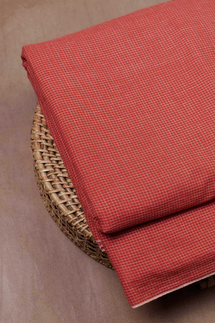 Salmon Shades of Orange Handwoven Cotton Fabric