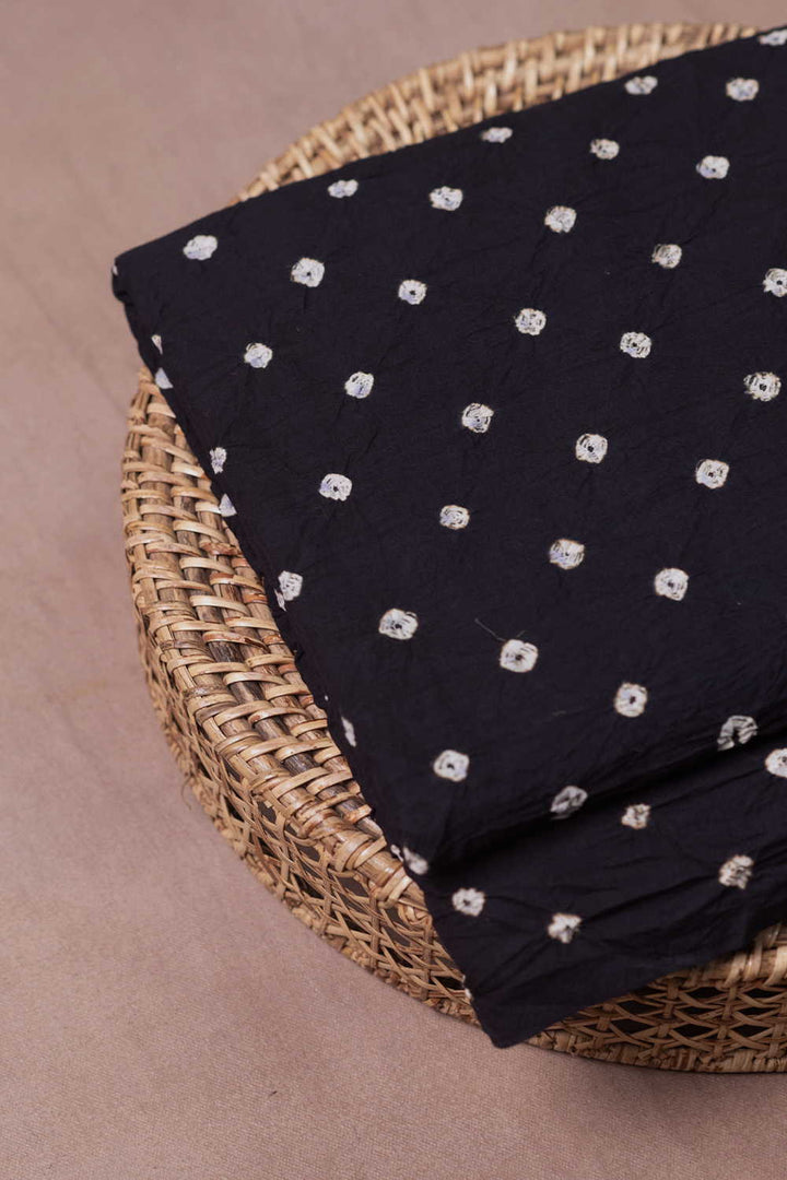 Black Bandhani Cotton Fabric