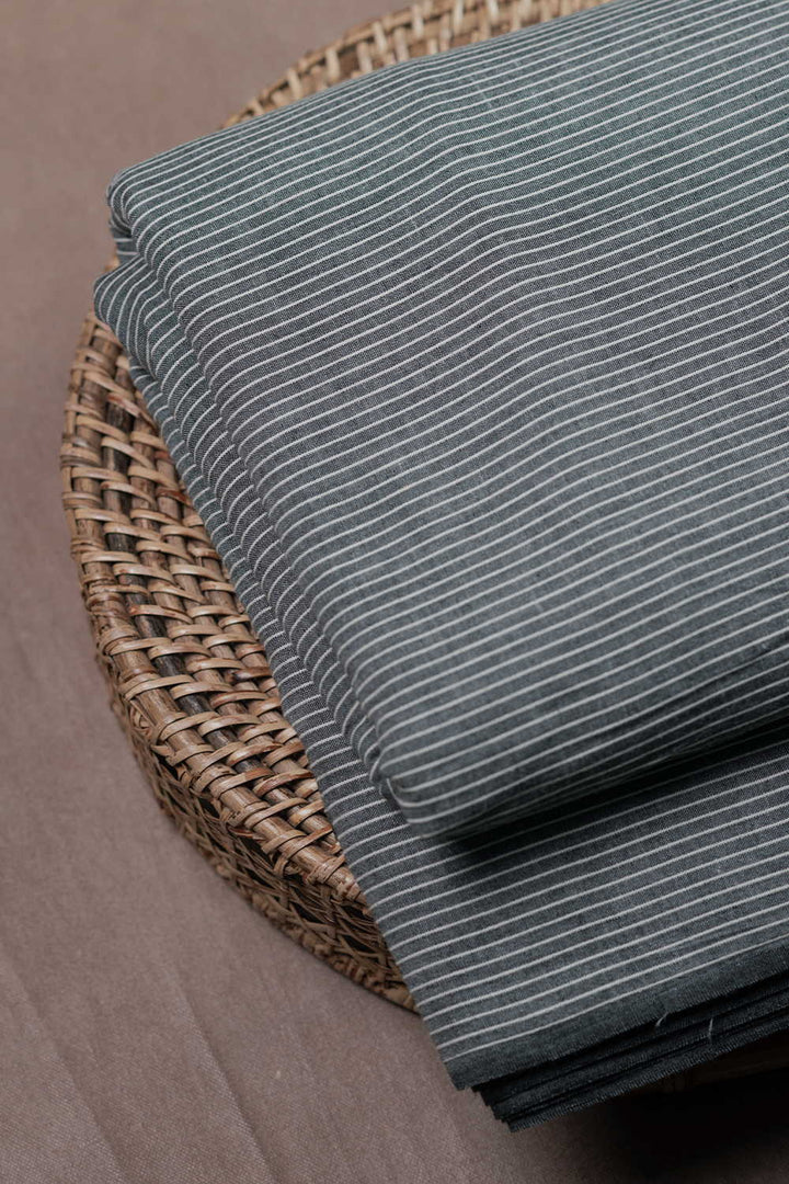 Coin Grey Yarn Dyed Ribbed Cotton Fabric