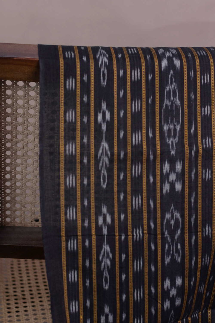 Black Orissa Ikat Cotton Fabric