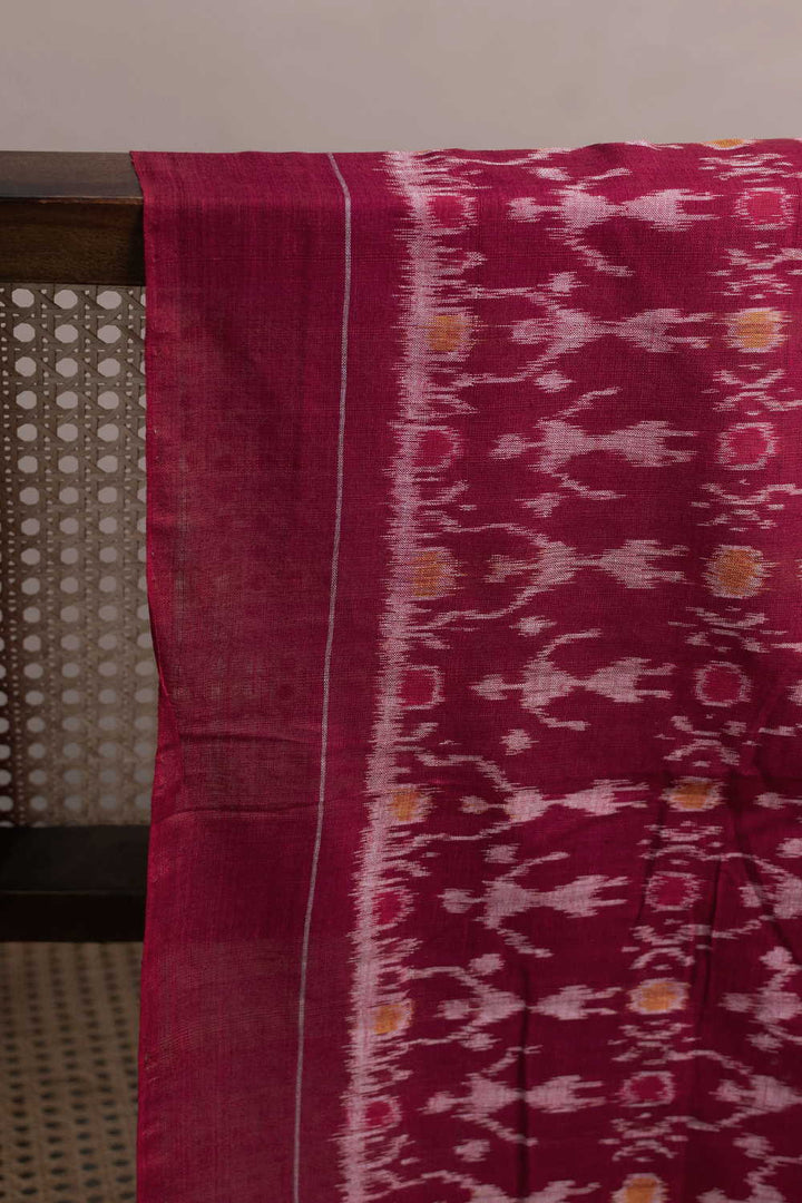 Maroon Orissa Ikat Cotton Fabric