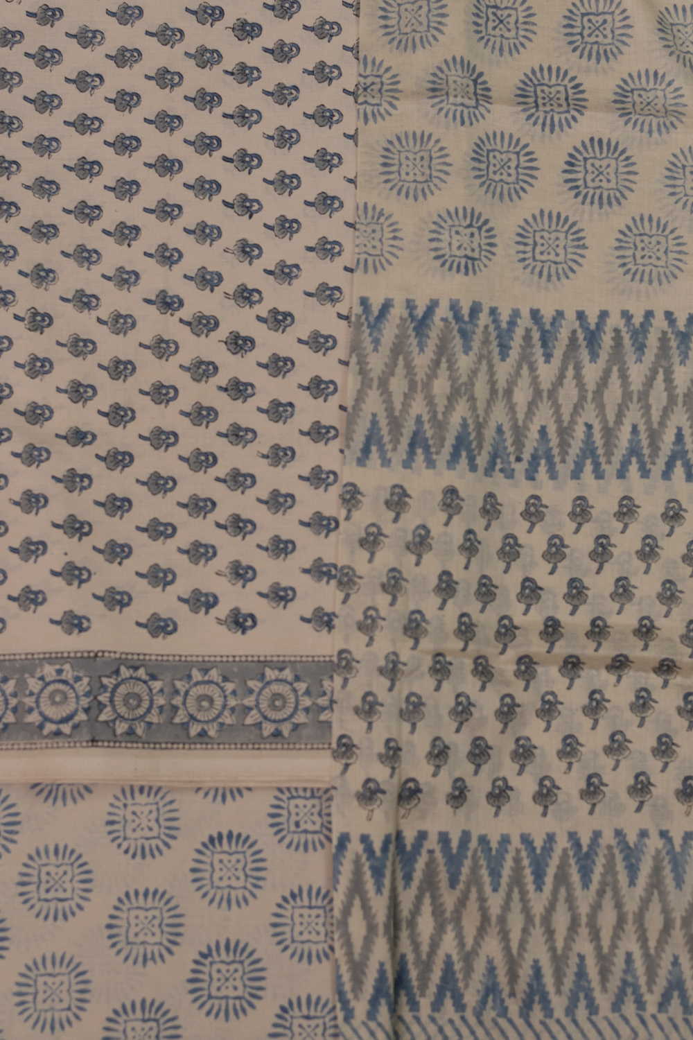 Tiny Motifs on Beige Cream Block Printed Mul Cotton Suit