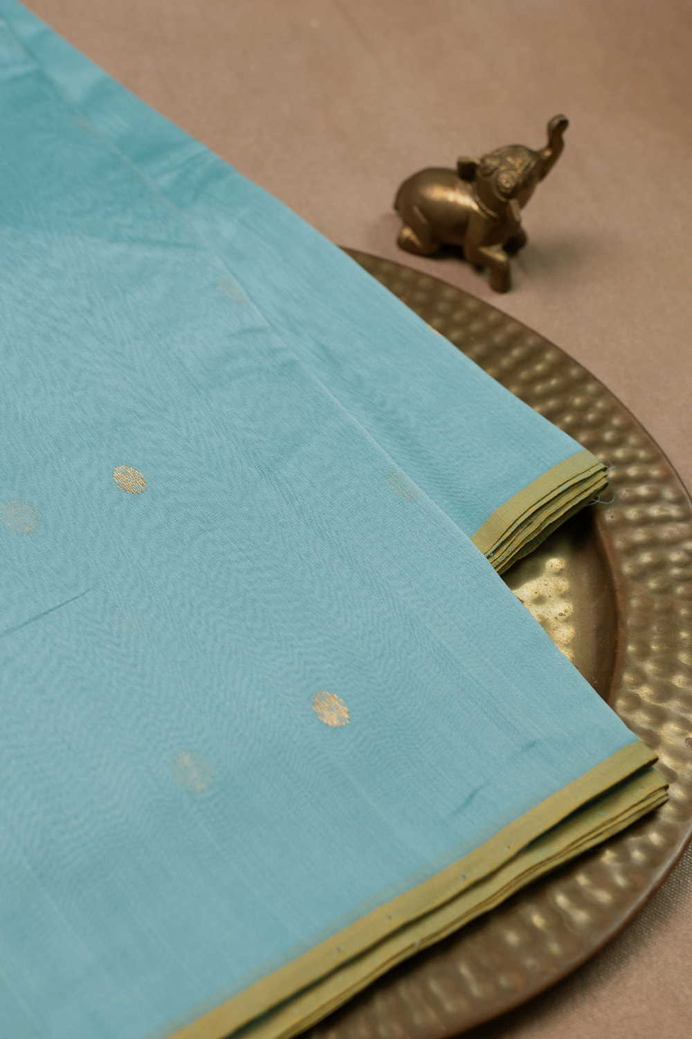 Aqua Blue Chanderi Silk Cotton Fabric - 1.45m