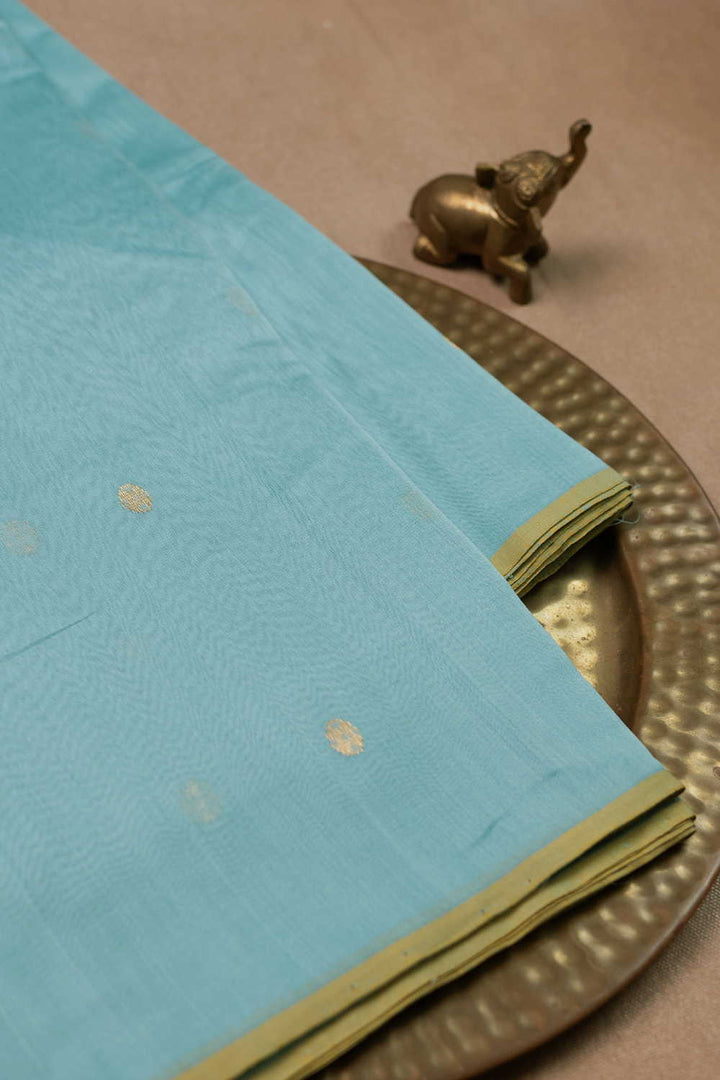 Aqua Blue Chanderi Silk Cotton Fabric - 1.45m