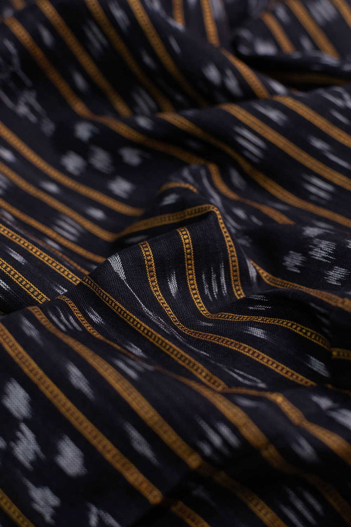 Black Orissa Ikat Cotton Fabric