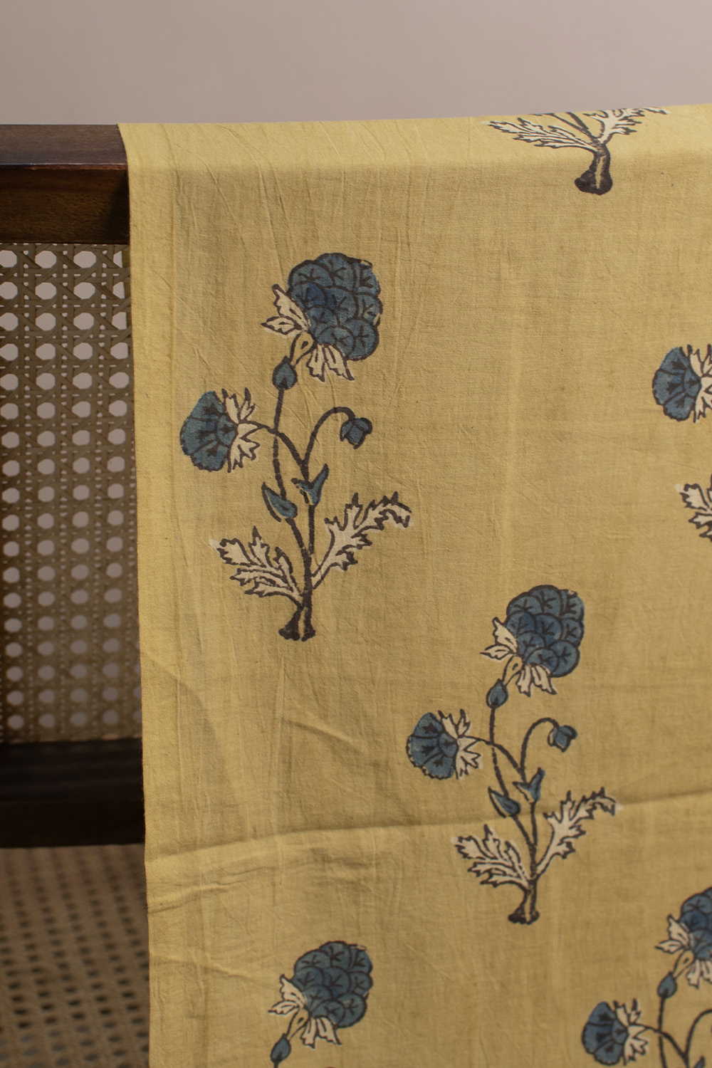 Yellow Ajrak Cotton Fabric - 0.65m