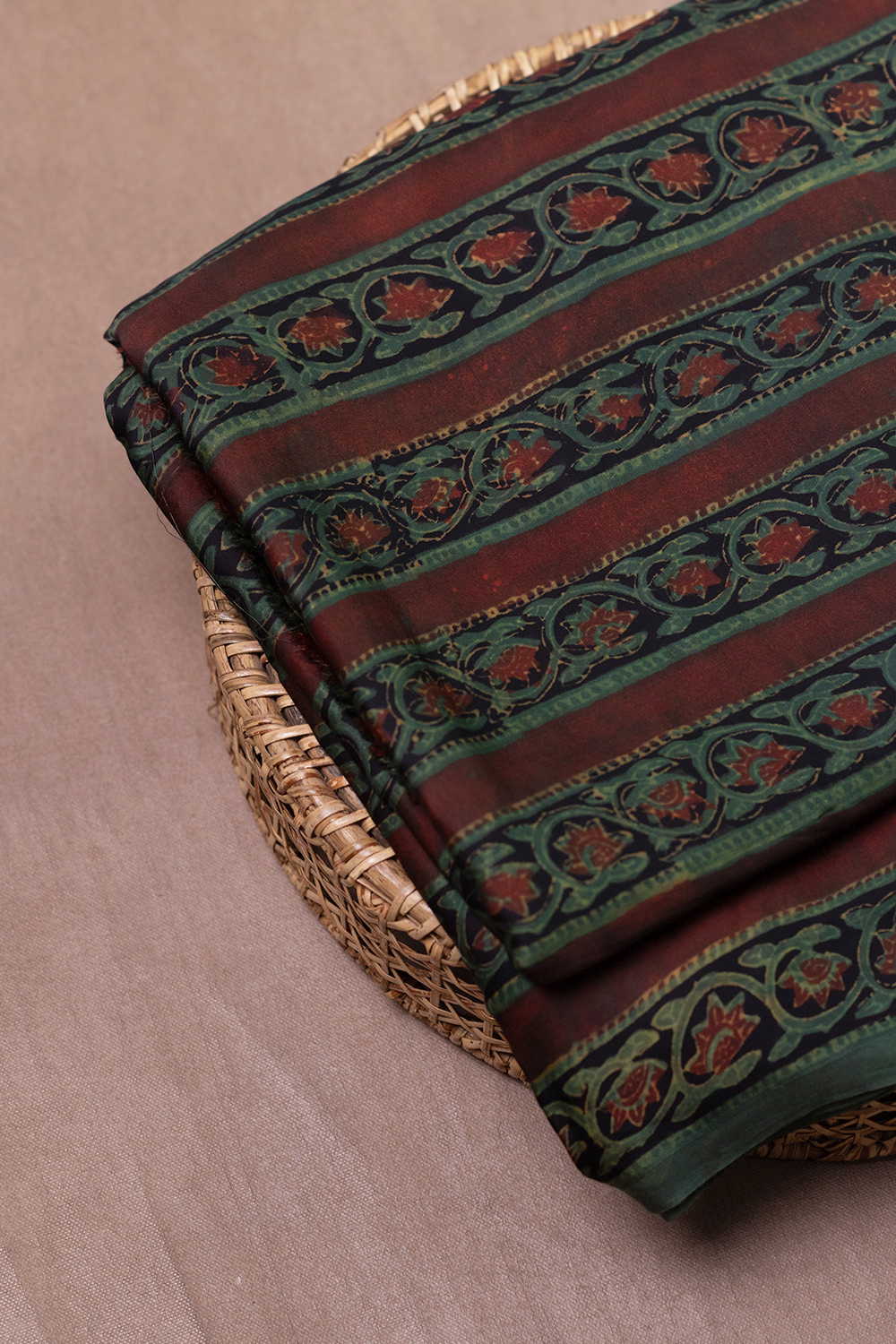 Block Printed Modal Silk Fabric - Matkatus 