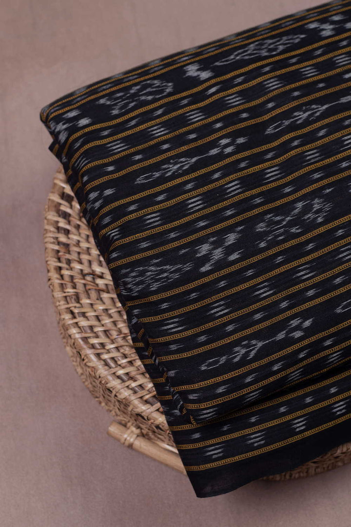 Black Orissa Ikat Cotton Fabric