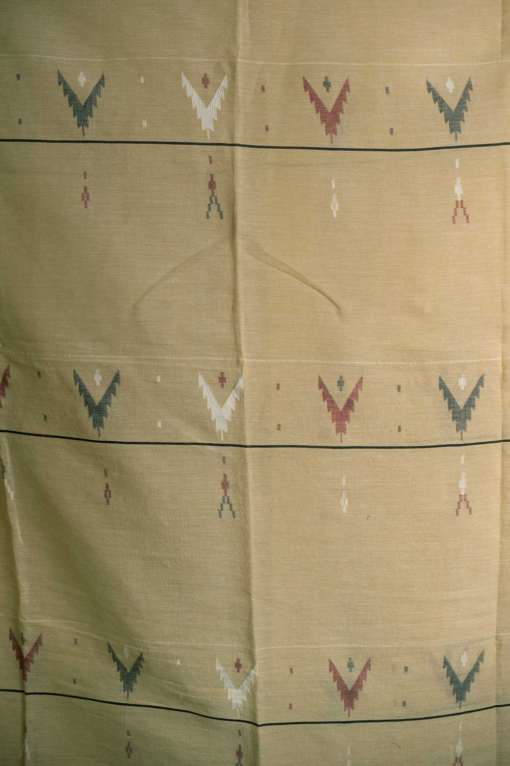 Mild Yellow Jamdani Cotton Fabric - 1m