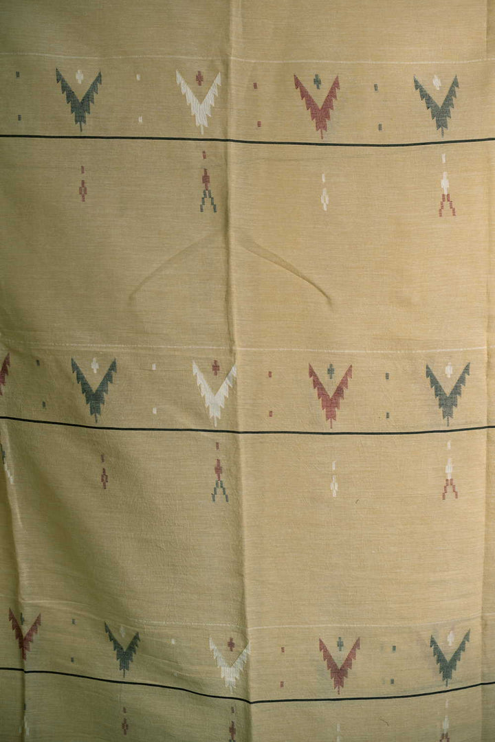 Mild Yellow Jamdani Cotton Fabric - 1m