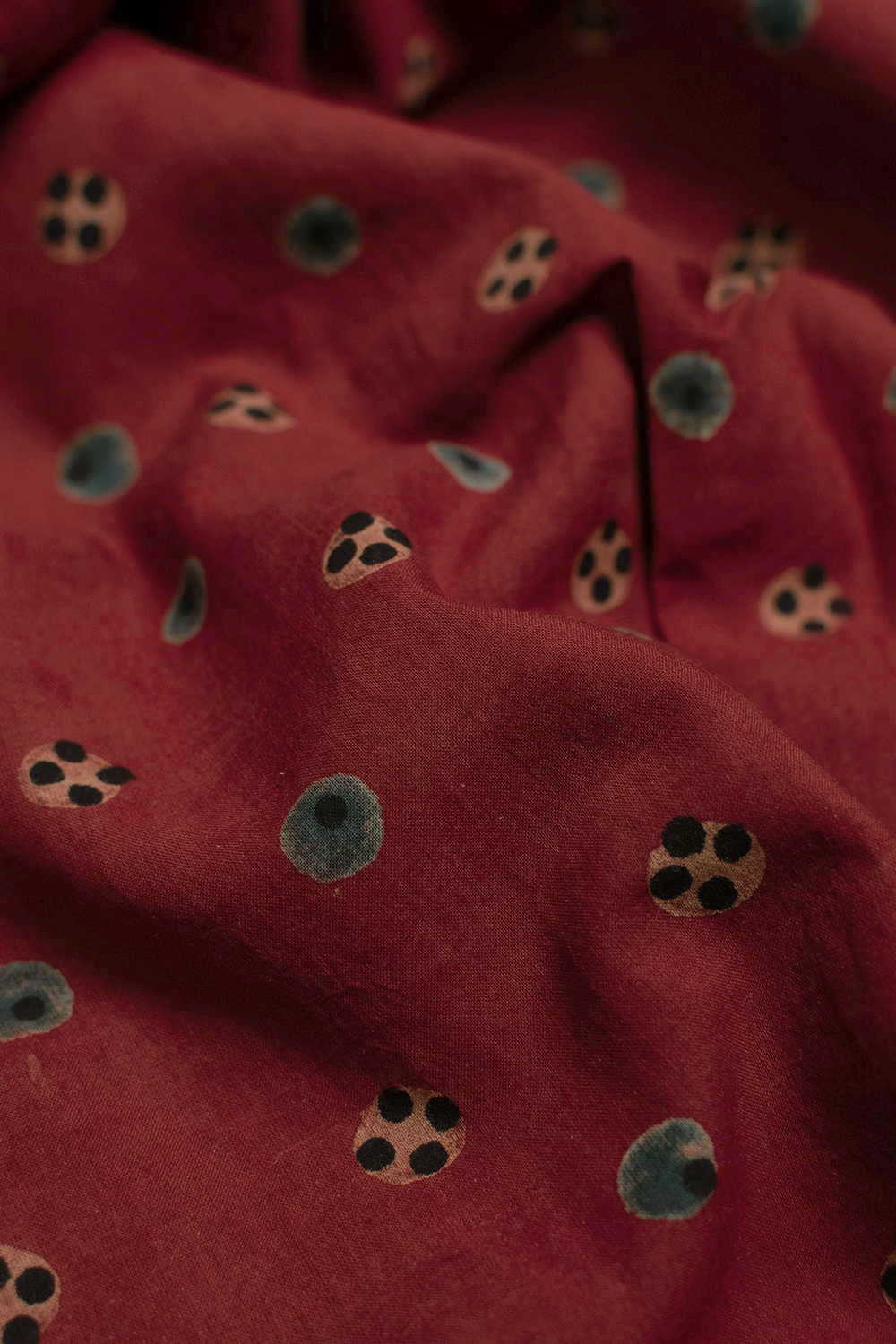 Faded Rust Maroon Ajrak Cotton Fabric - 0.6m