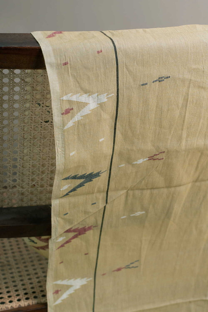 Mild Yellow Jamdani Cotton Fabric - 1m