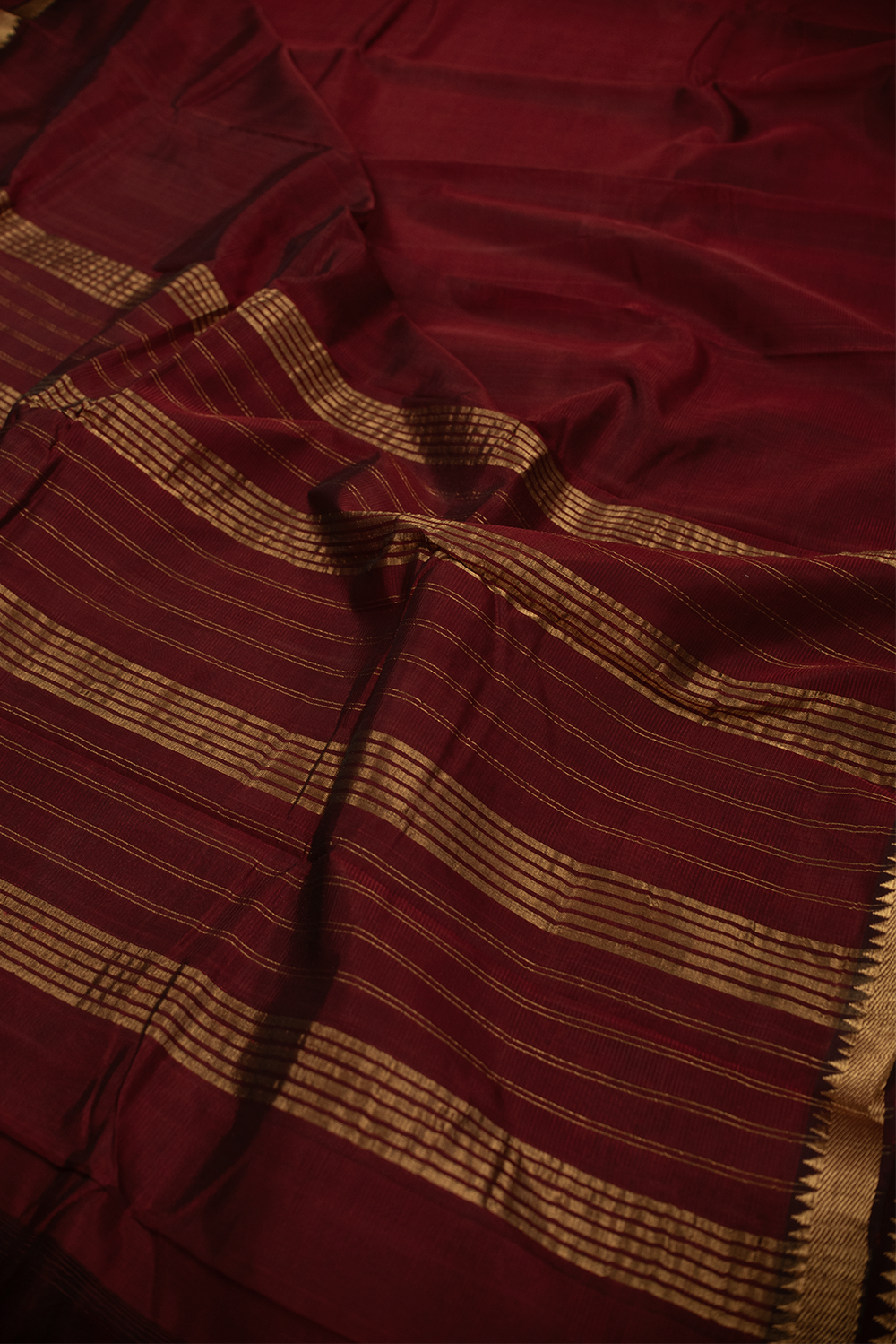 Maroon Mangalagiri Silk Cotton Saree with Kalamkari Blouse