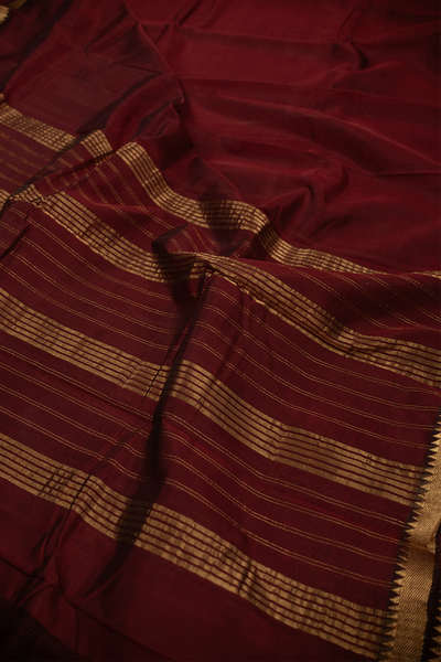 Maroon Mangalagiri Silk Cotton Saree with Kalamkari Blouse