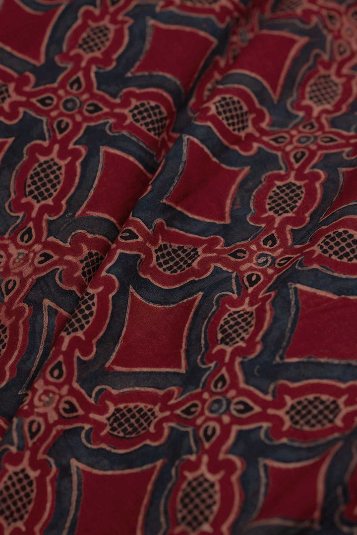 Maroon Patterned Ajrak Cotton Fabric