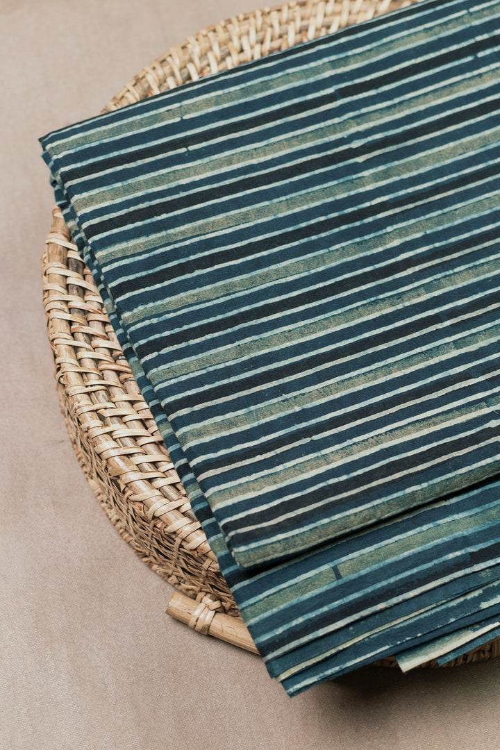 Striped Indigo Ajrak Cotton Fabric
