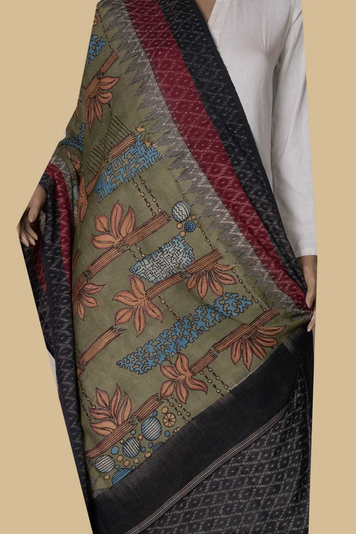 Painted Kalamkari Dupatta - Matkatus