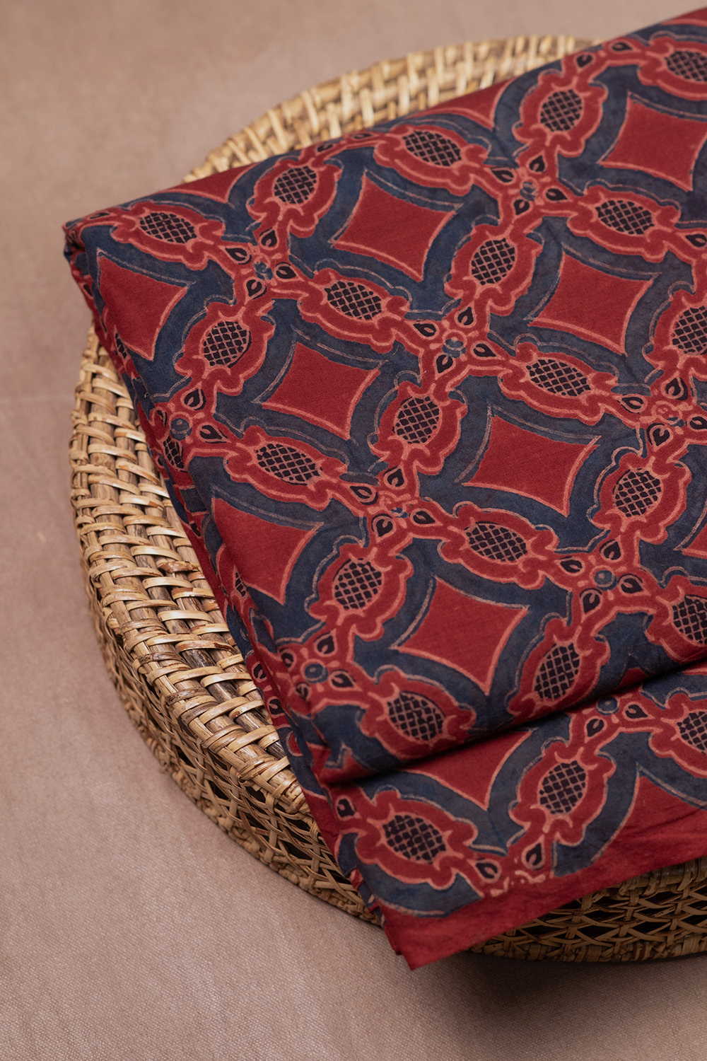 Maroon Patterned Ajrak Cotton Fabric
