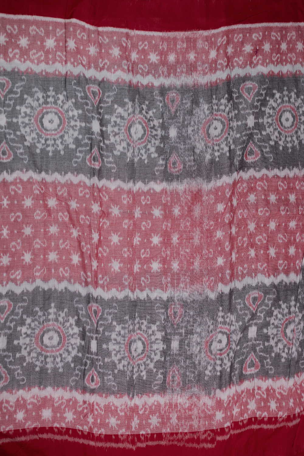 Grey with Pink Pattern Orissa Ikat Cotton Fabric