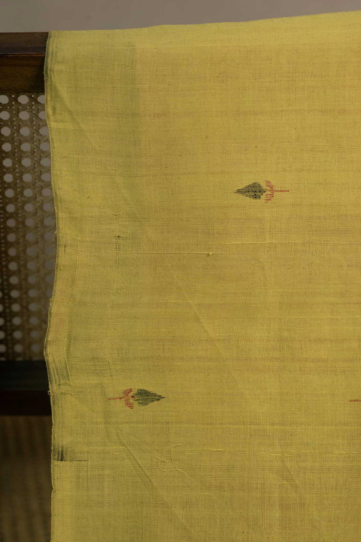 Green Shaded with Butta Handspun Cotton Fabric