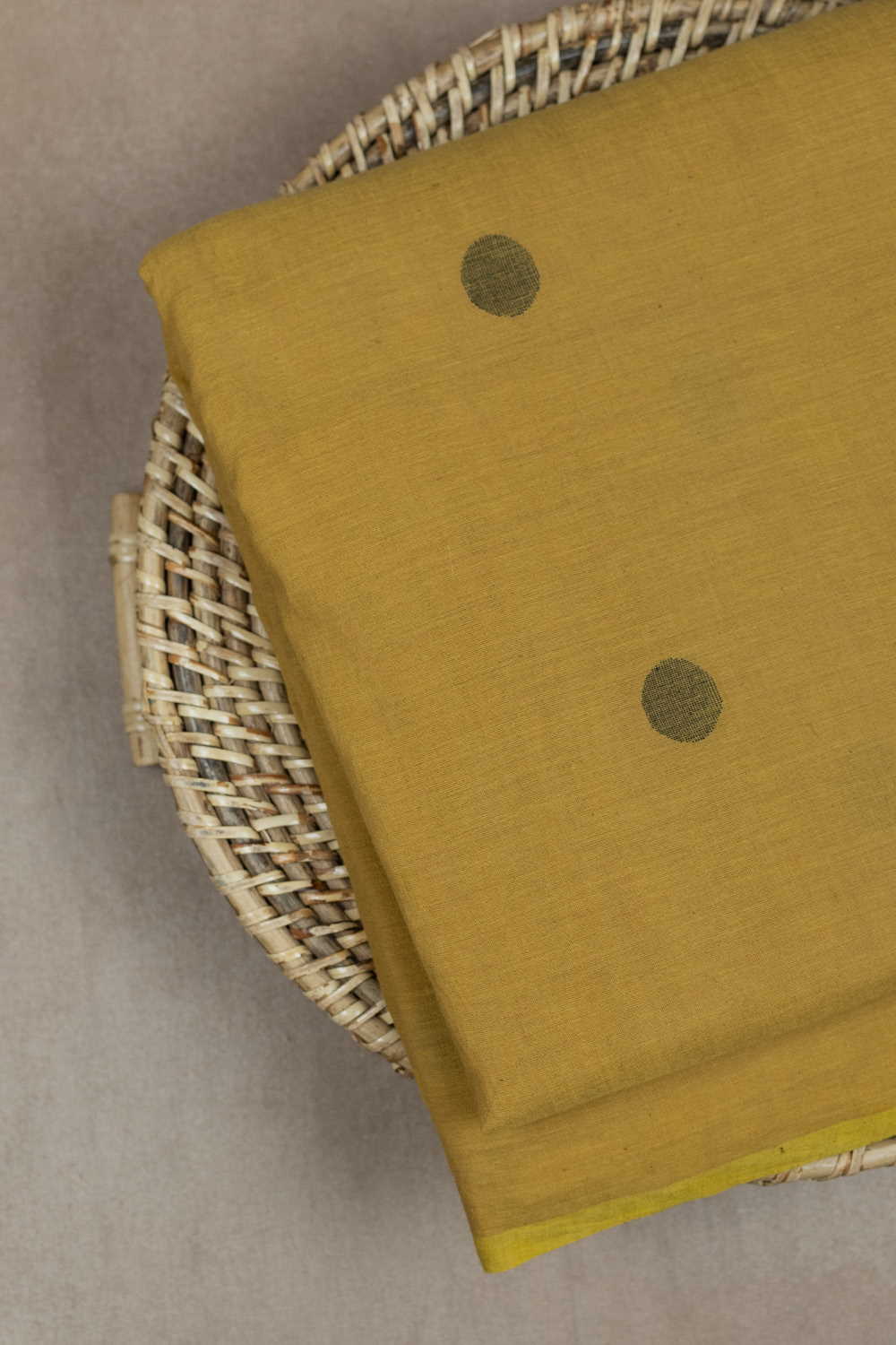 Buy Polka on Yellow Jamdani Cotton Fabric Online at Matkatus