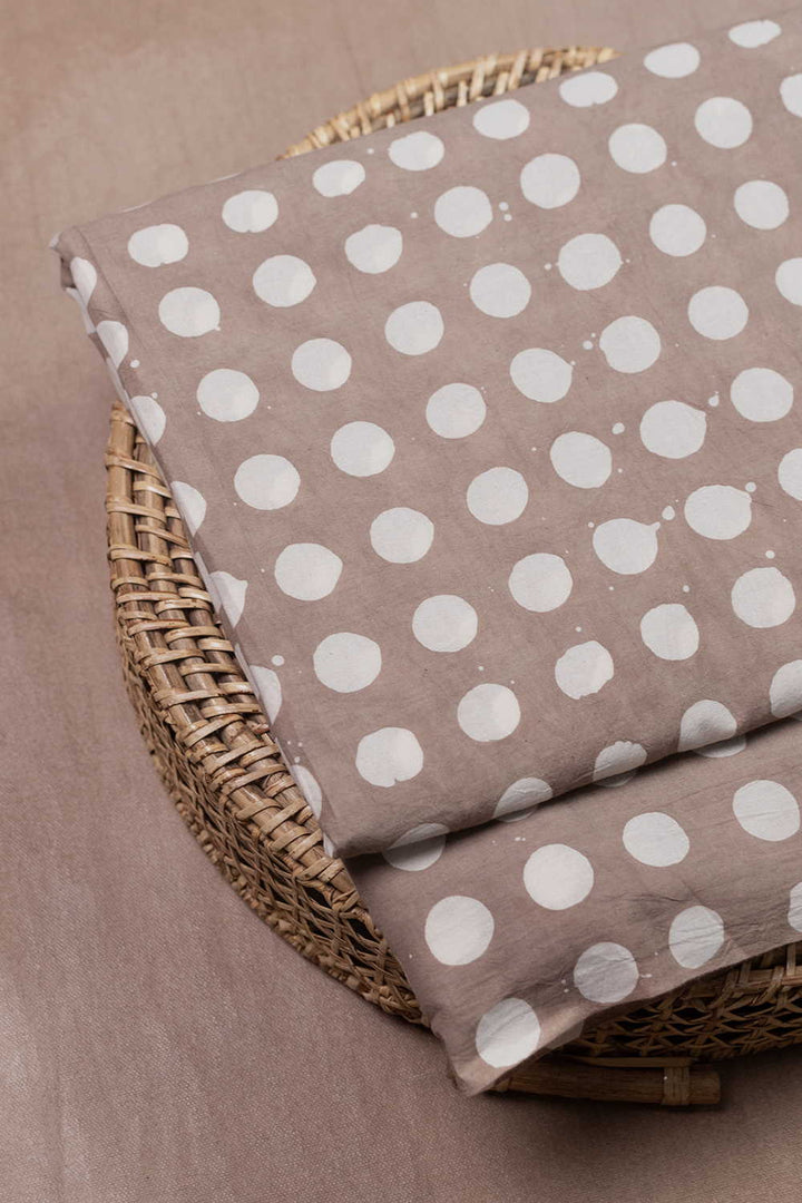 Grey Block Printed Batik Cotton Fabric - 0.5m