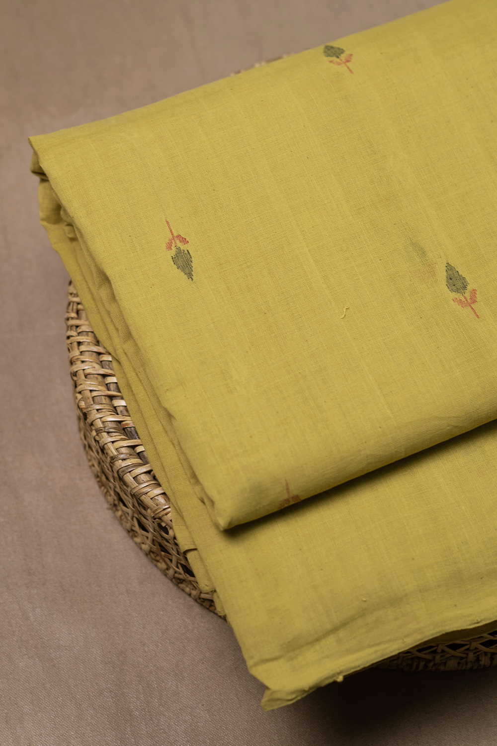 Green Shaded with Butta Handspun Cotton Fabric