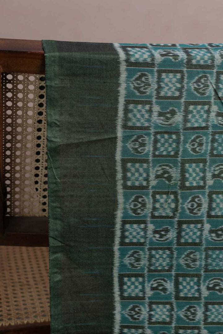 Pickle Green Orissa Ikat Cotton Fabric