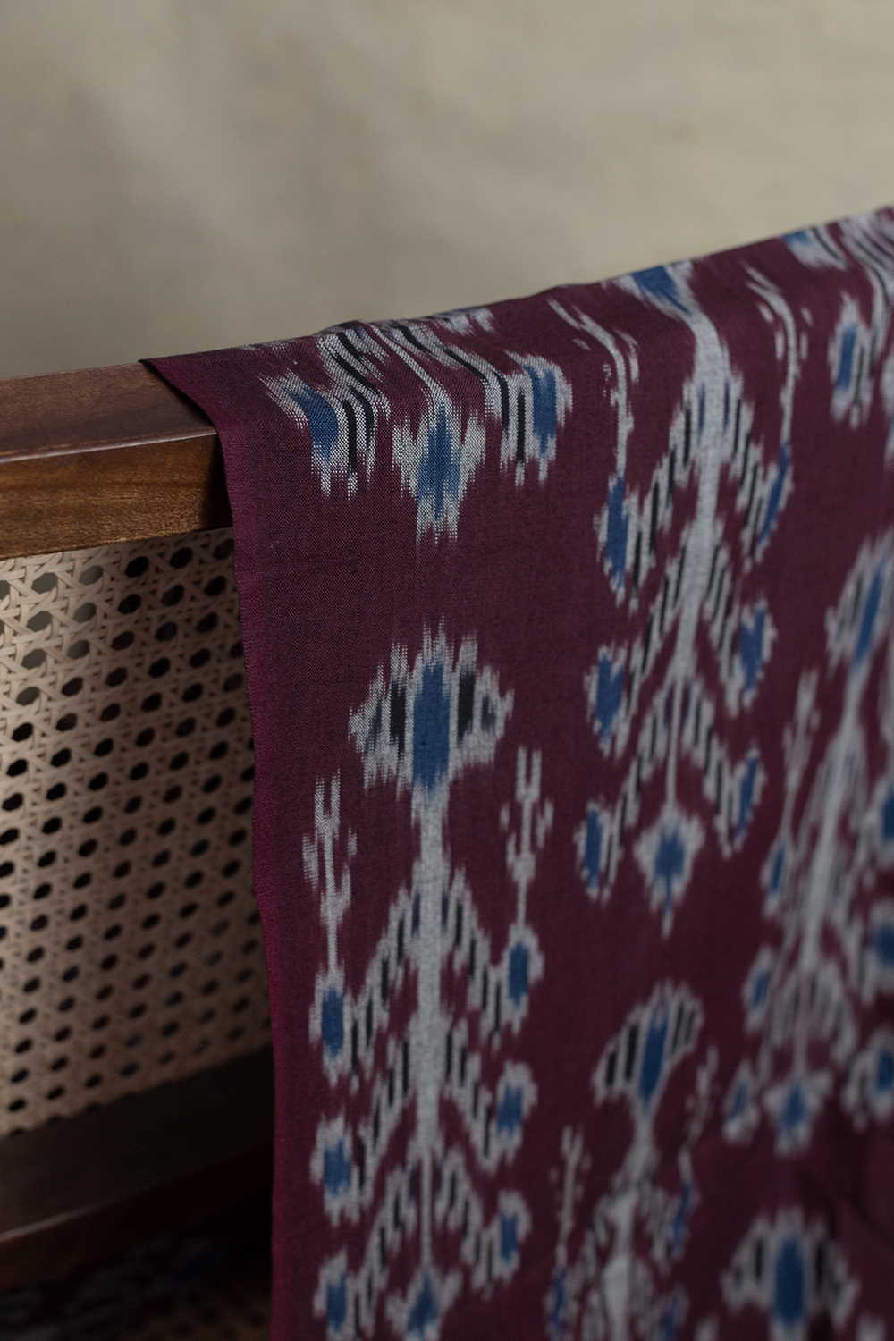 Shade of Purple Mangalagiri Cotton saree with Ikat Blouse
