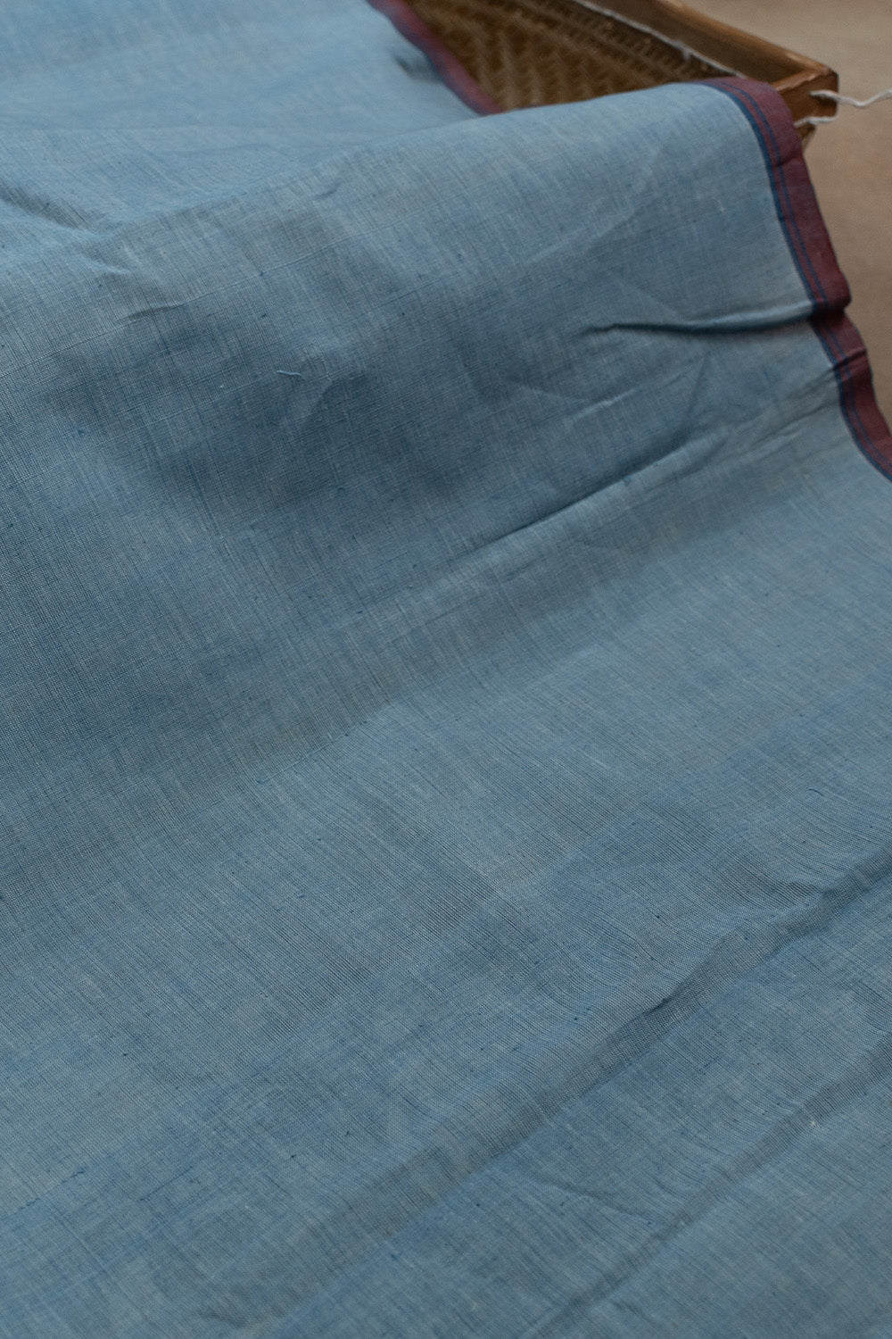 Mild Blue Handspun Cotton Fabric - 0.65m