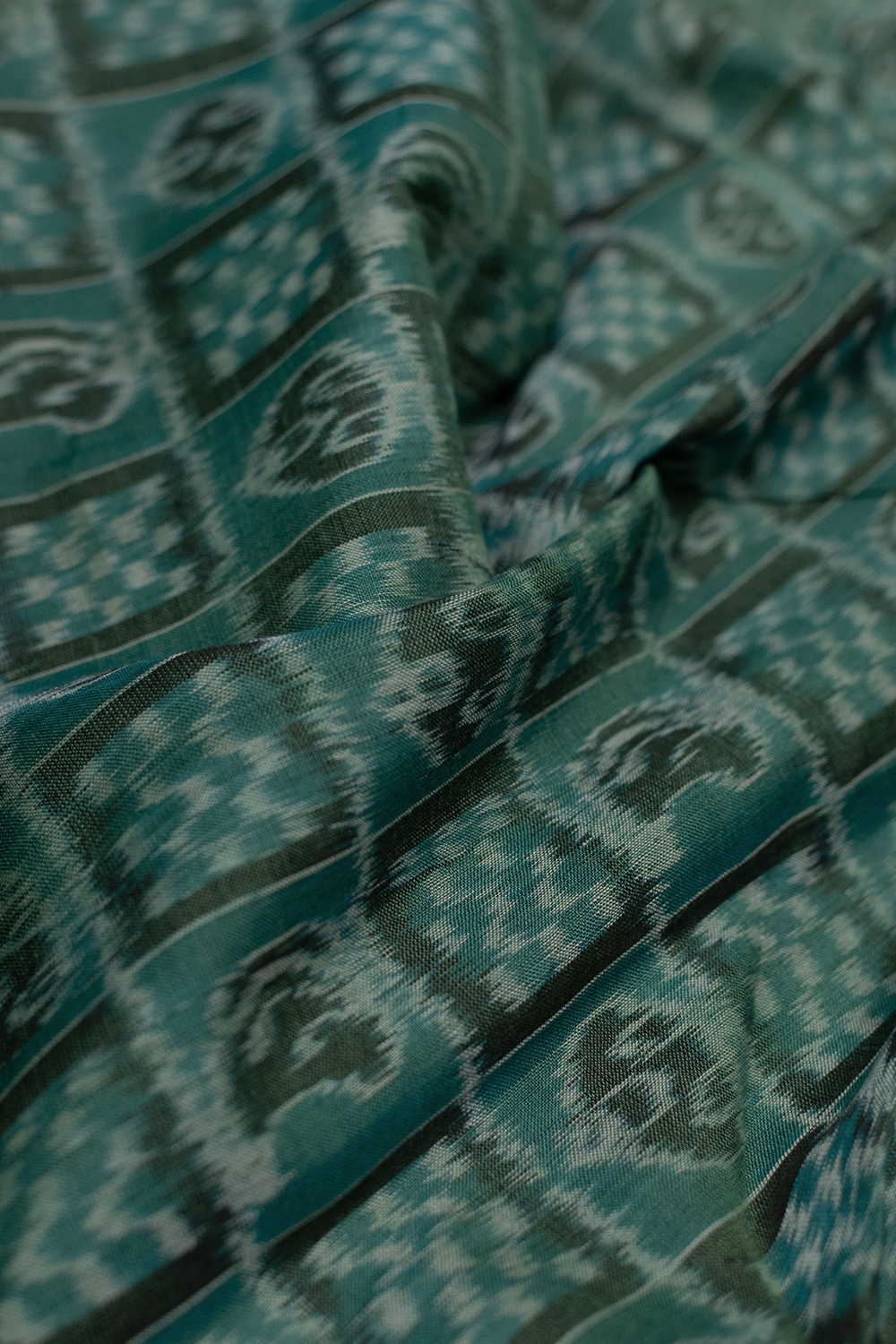 Pickle Green Orissa Ikat Cotton Fabric