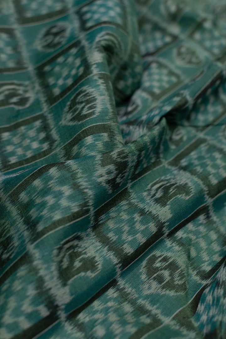 Pickle Green Orissa Ikat Cotton Fabric