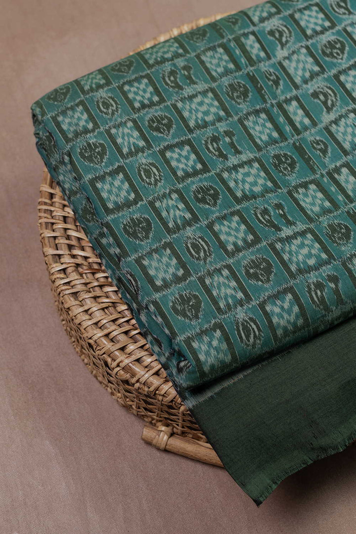 Pickle Green Orissa Ikat Cotton Fabric