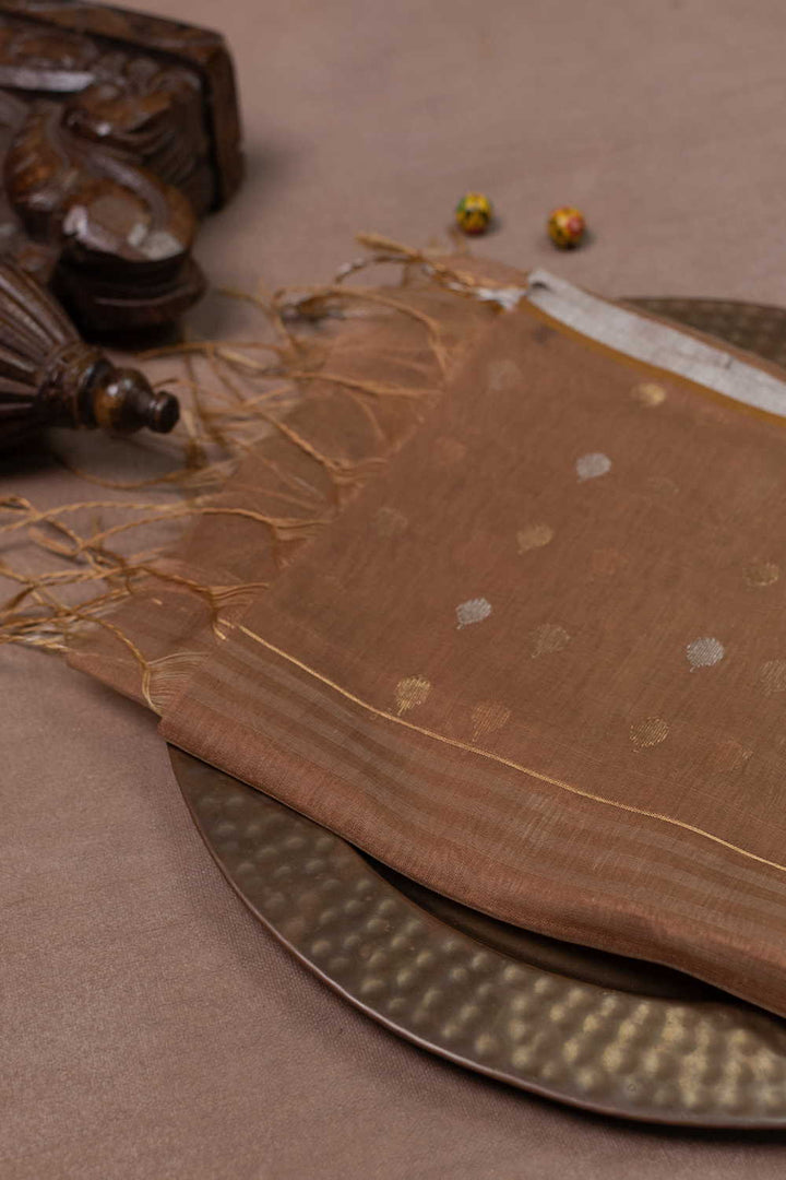 Dark Beige Chanderi Silk Cotton Dupatta