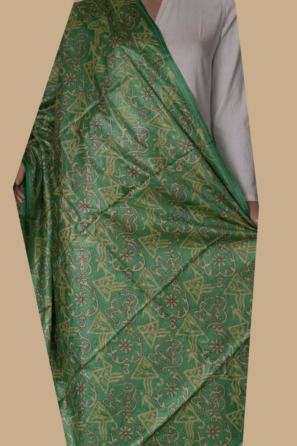 Kantha Silk Dupatta - Matkatus 